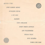 Programa de mà del I Festival de la Nova Cançó a l'Hotel Jaume I organitzat per les Juventudes Musicales, el 26 de juny del 1965 (revers).