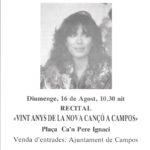 Programa de mà del recital de Maria del Mar Bonet a Campos, Mallorca, el 16 d'agost del 1987, on presentà el disc "Gavines i Dragons".