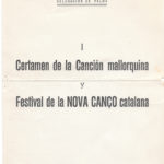 Programa de mà del I Festival de la Nova Cançó celebrat a l'Hotel Jaume I de Palma el 26 de juny del 1966 on Maria del Mar Bonet hi participà amb tres cançons de Menorca.